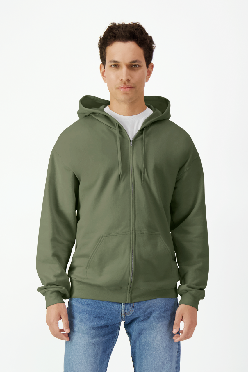 gisf600 SOFTSTYLE® MIDWEIGHT FLEECE ADULT FULL ZIP HOODED SWEATSHIRT