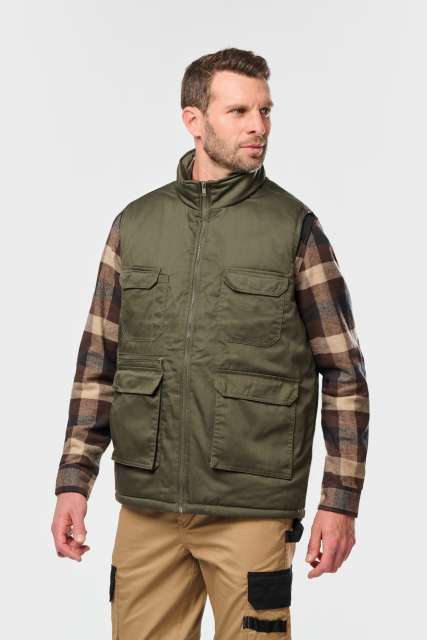 WK607 UNISEX PADDED MULTI-POCKET POLYCOTTON VEST