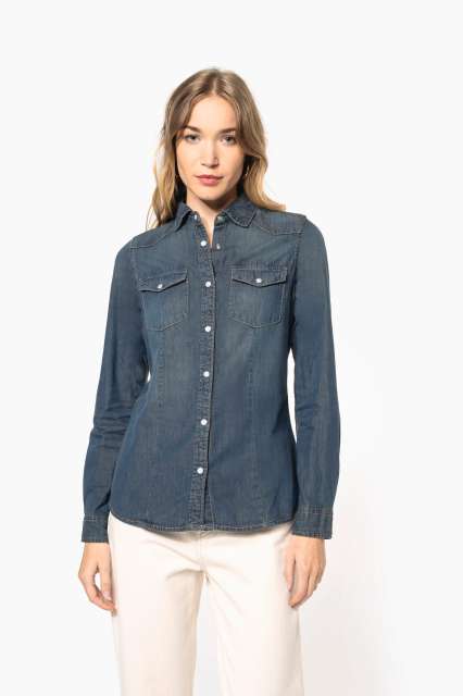 KA518 LADIES' LONG-SLEEVED DENIM SHIRT