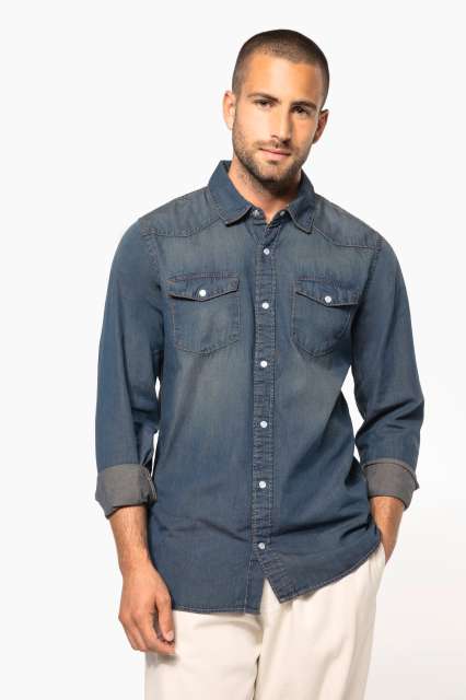 KA519 MEN'S LONG-SLEEVED DENIM SHIRT