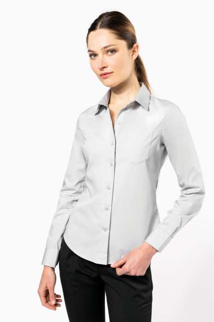 ka542 LADIES' LONG-SLEEVED COTTON POPLIN SHIRT