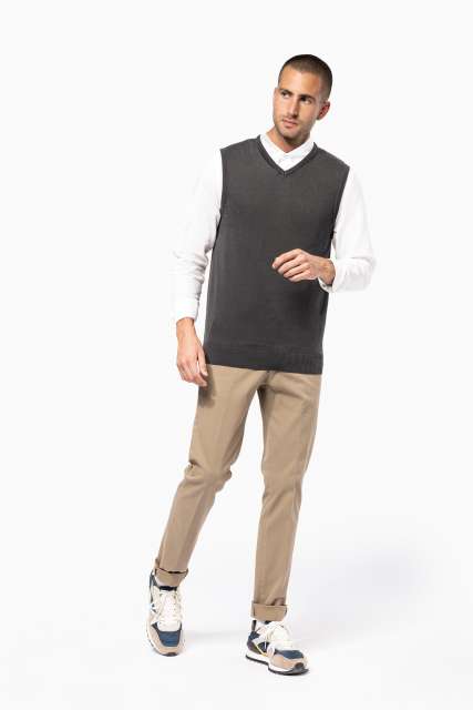 KA969 MEN'S SLEEVELESS V-NECK JUMPER