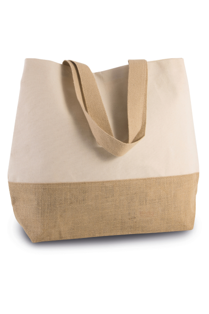 ki0235 CANVAS & JUTE HOLD-ALL SHOPPER BAG