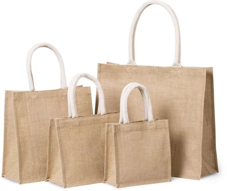 JUTE CANVAS TOTE SHOPPING BAG - SMALL