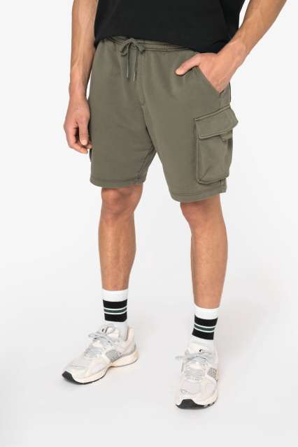 ns717 MEN’S FRENCH TERRY WASHED EFFECT CARGO SHORTS