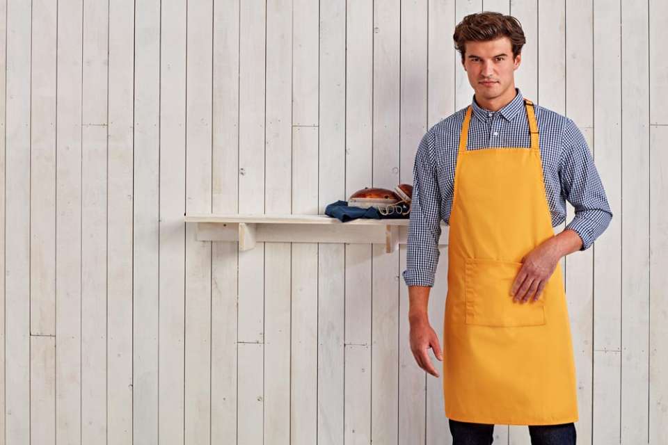 ‘COLOURS’ BIB APRON WITH POCKET