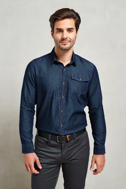 PR222 MEN’S JEANS STITCH DENIM SHIRT