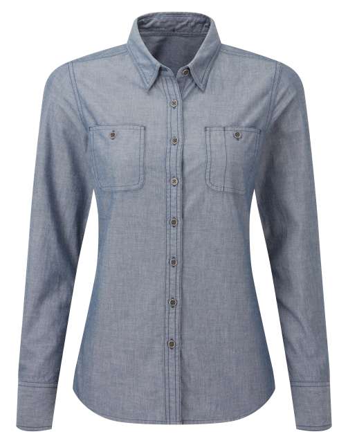 pr347 WOMEN'S ORGANIC CHAMBRAY FAIRTRADE SHIRT