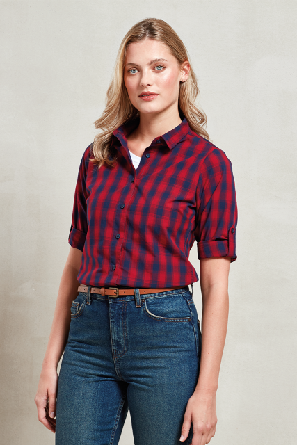 PR350 'MULLIGAN' CHECK - WOMEN'S LONG SLEEVE COTTON SHIRT