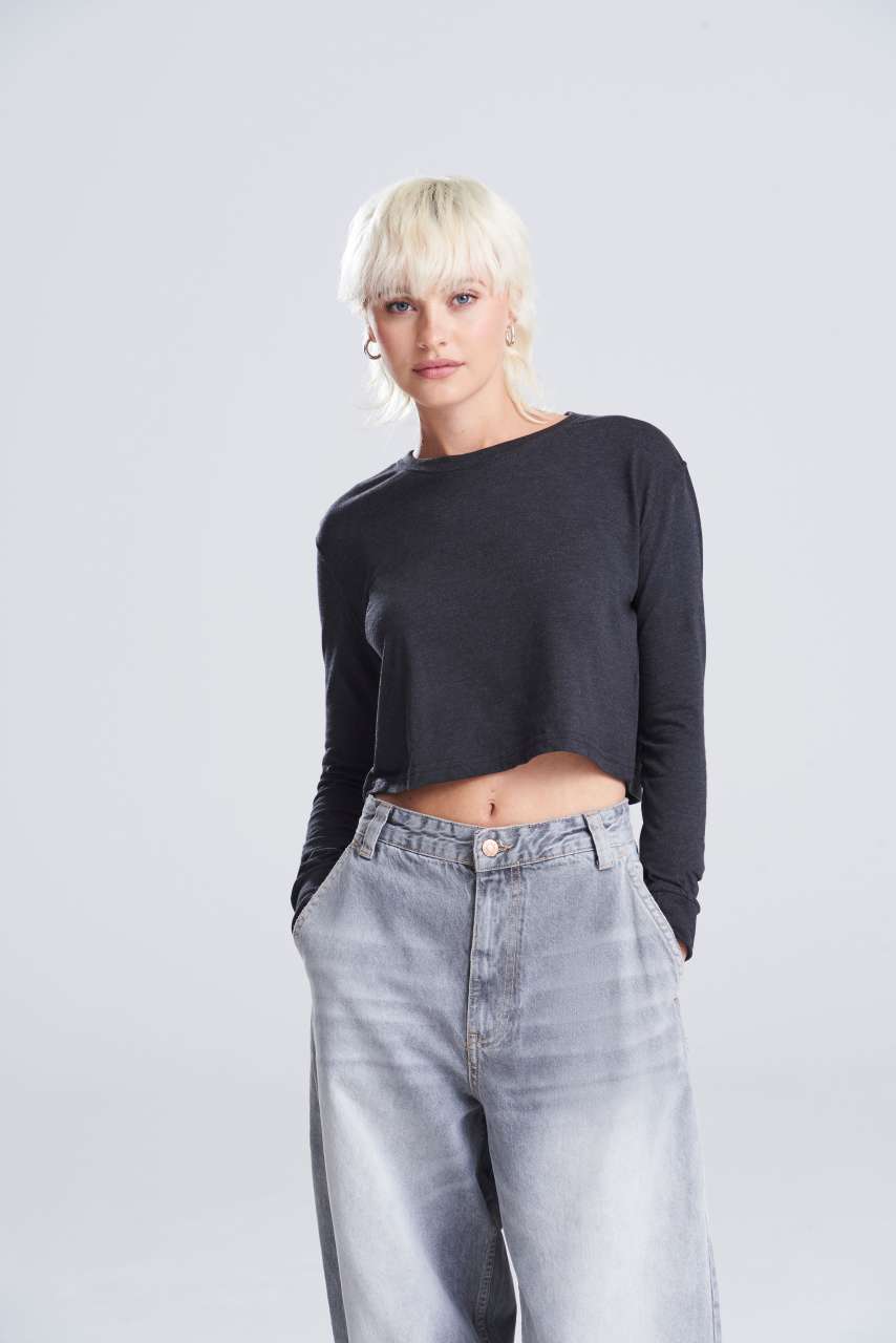 jt016 WOMEN'S L/S CROPPED T