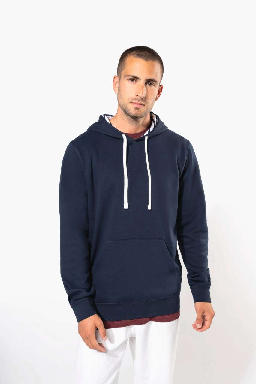 ka4013 UNISEX CONTRAST PATTERNED HOODED SWEATSHIRT