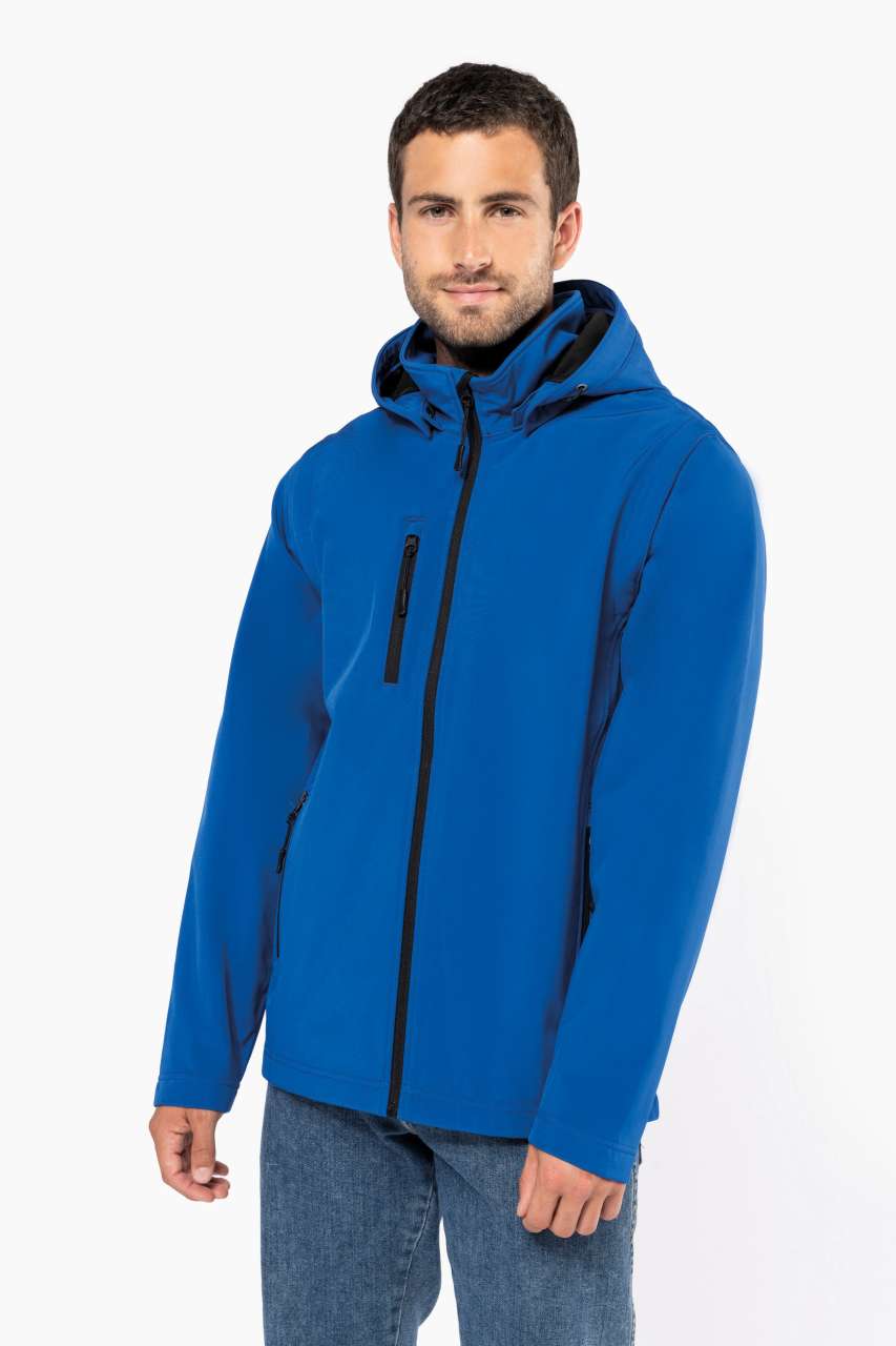 ka422 UNISEX 3-LAYER SOFTSHELL HOODED JACKET WITH REMOVABLE SLEEVES