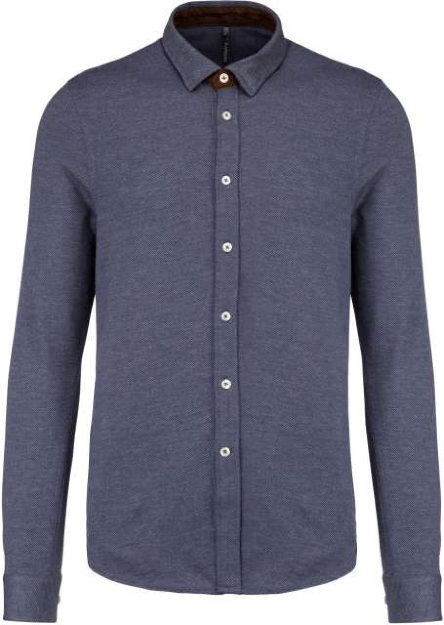 ka507 LONG-SLEEVED JACQUARD KNIT SHIRT