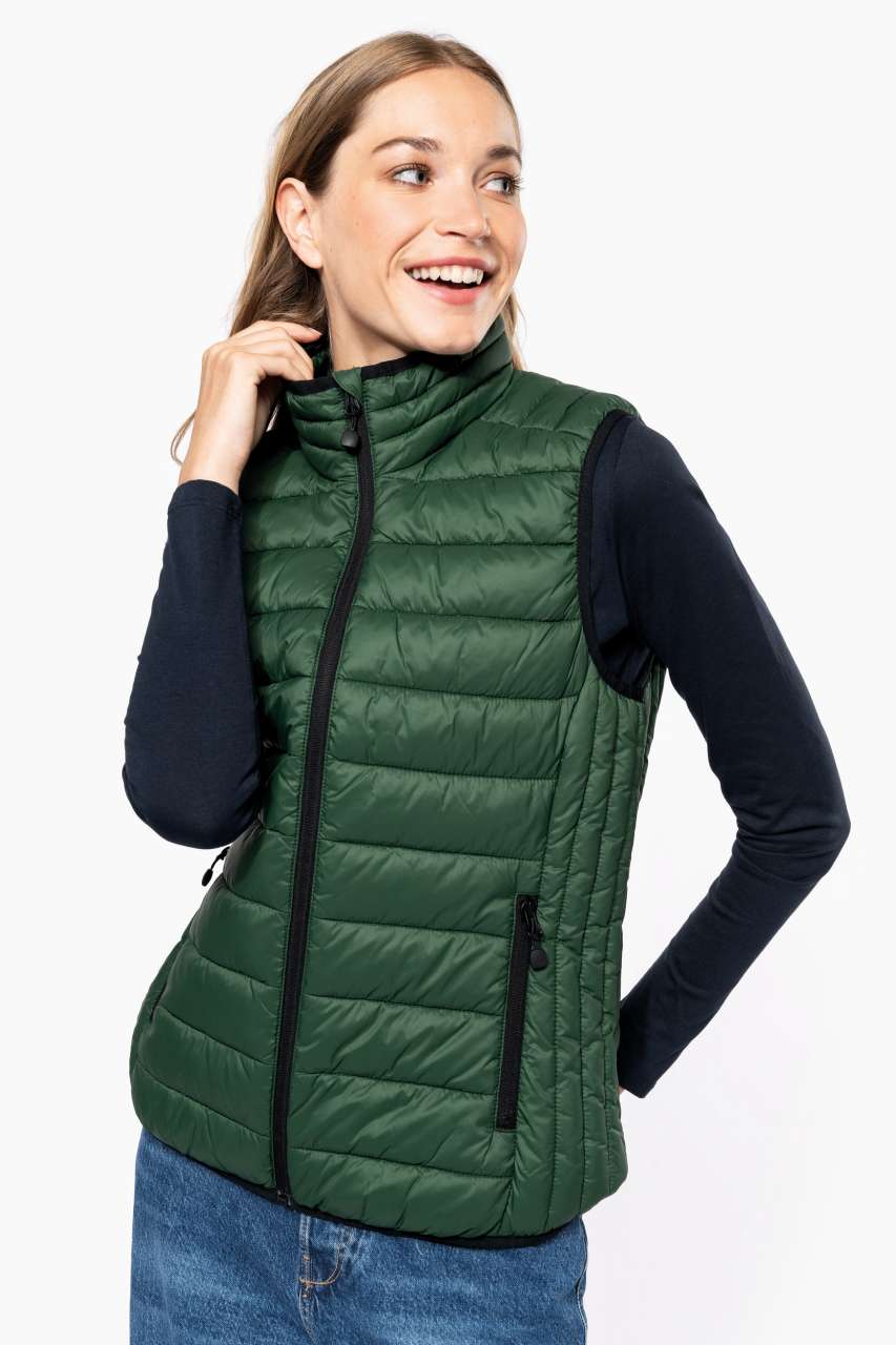 ka6114 LADIES' LIGHTWEIGHT SLEEVELESS FAKE DOWN JACKET