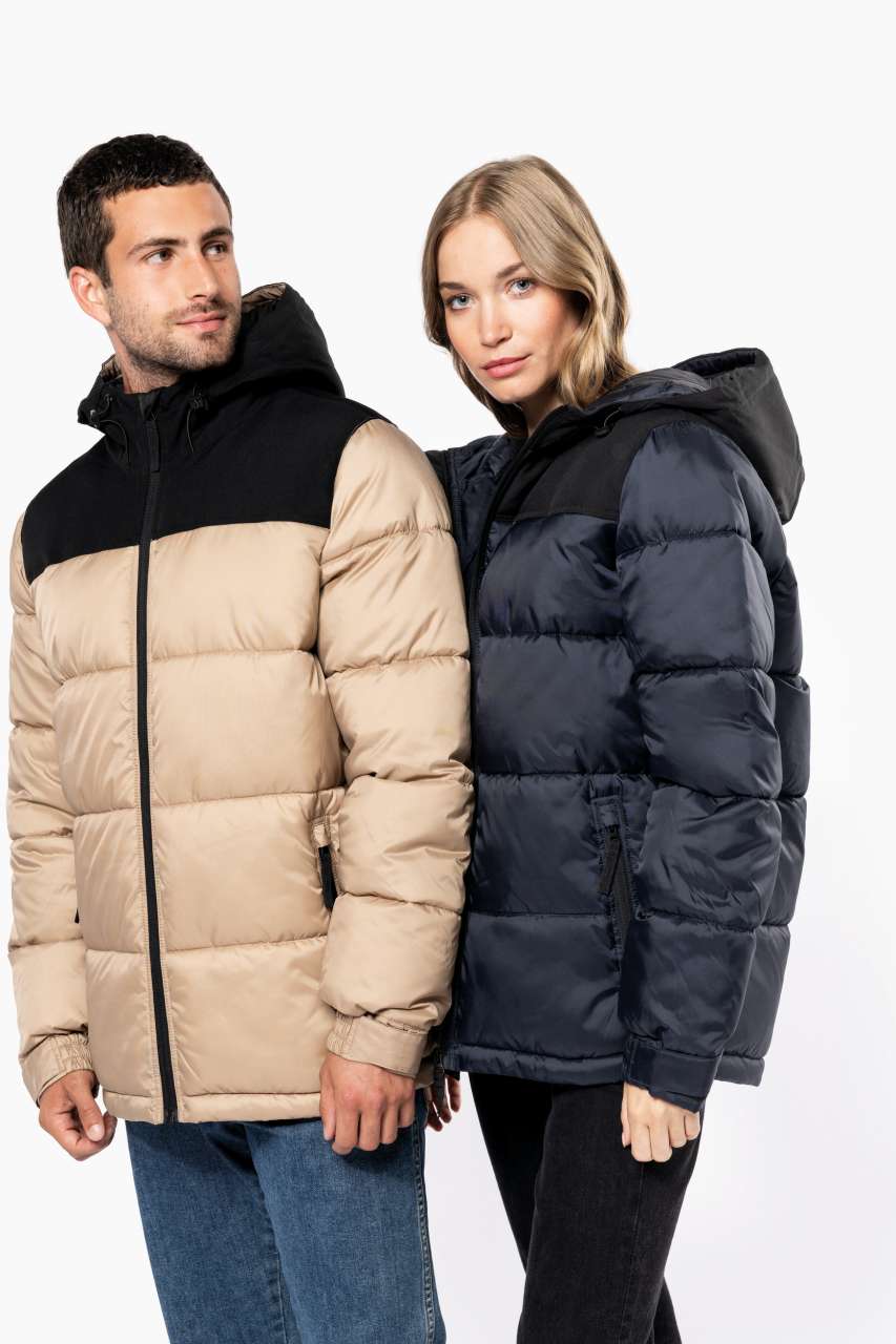 ka6163 UNISEX BI-TONE PADDED JACKET WITH HOOD