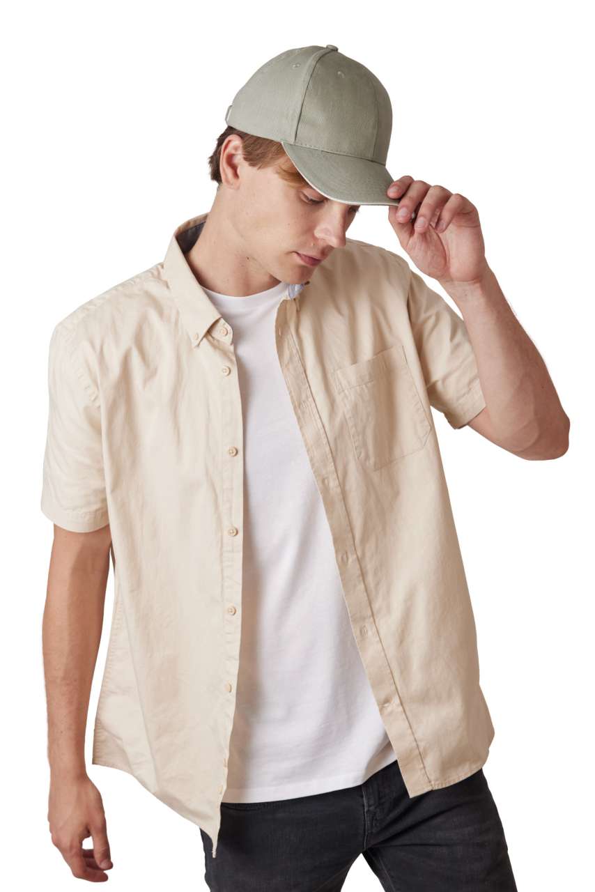 kp198 CAP IN ORGANIC COTTON WITH CONTRASTING SANDWICH PEAK - 6PANELS