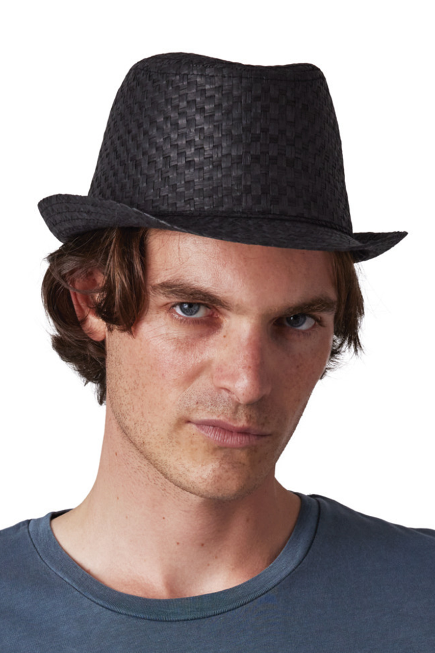 kp612 RETRO PANAMA - STYLE STRAW HAT