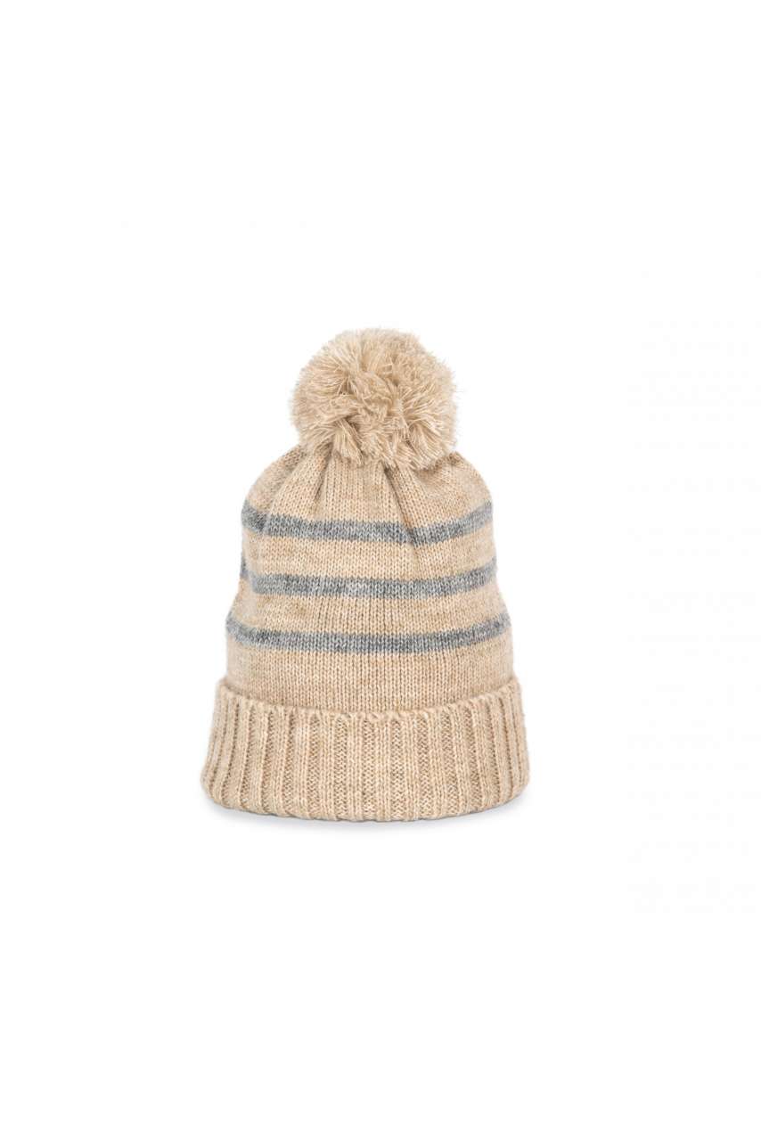 KNITTED STRIPED BEANIE IN RECYCLED YARN