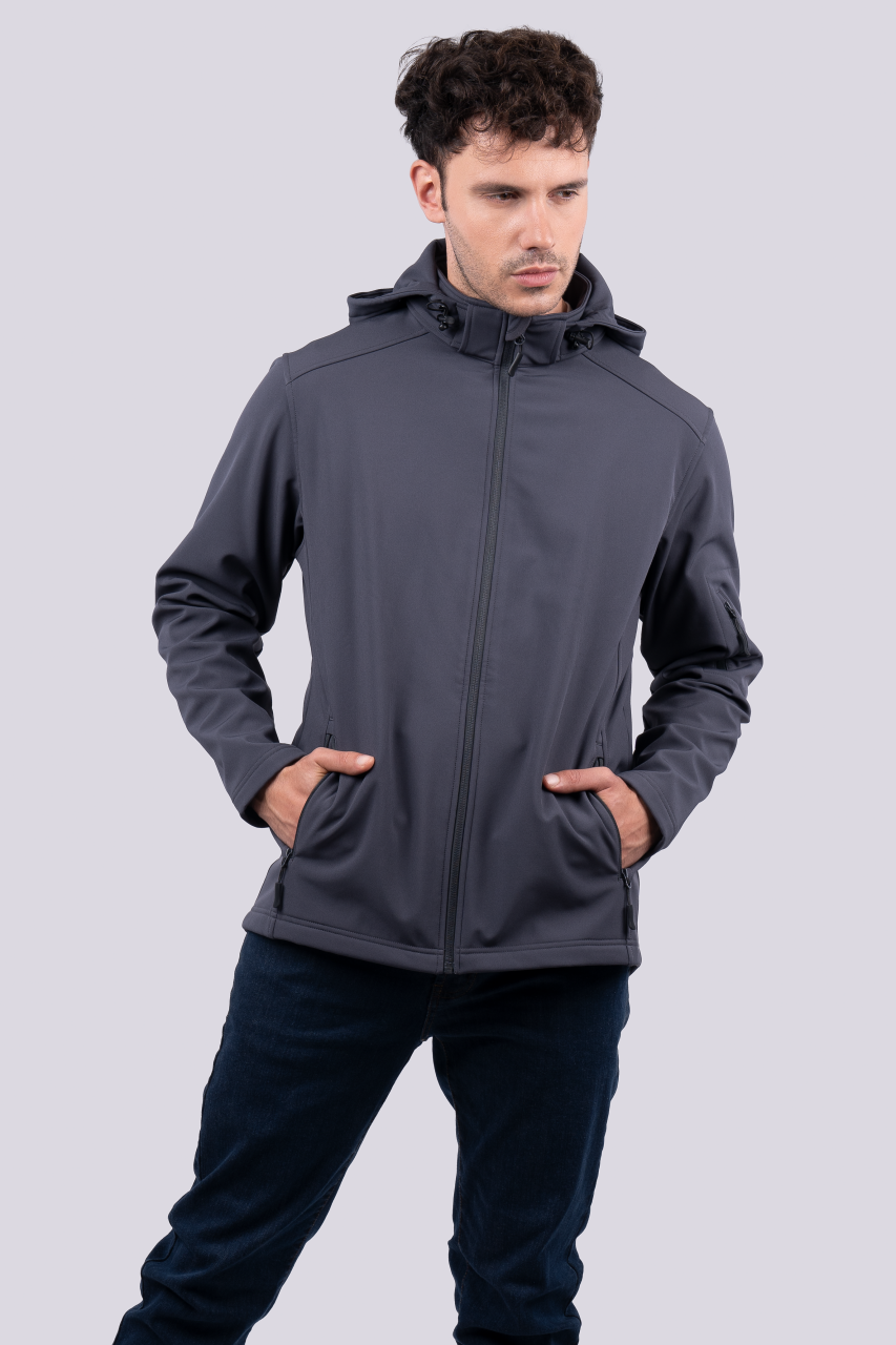 le820 FÉRFI 3 RÉTEGŰ LEVEHETŐ KAPUCNIS SOFTSHELL DZSEKI