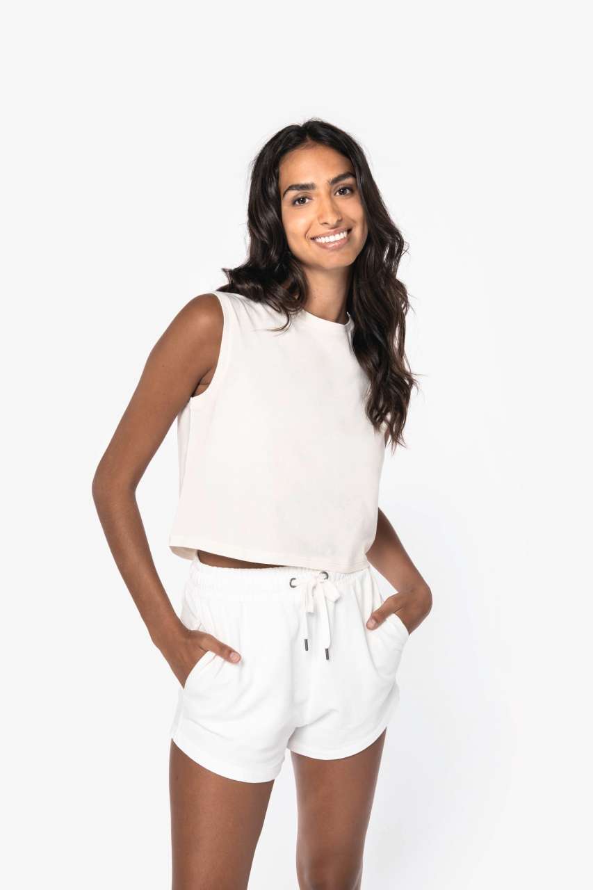 ns342 KÖRNYEZETBARÁT NŐI UJJATLAN CROP TOP