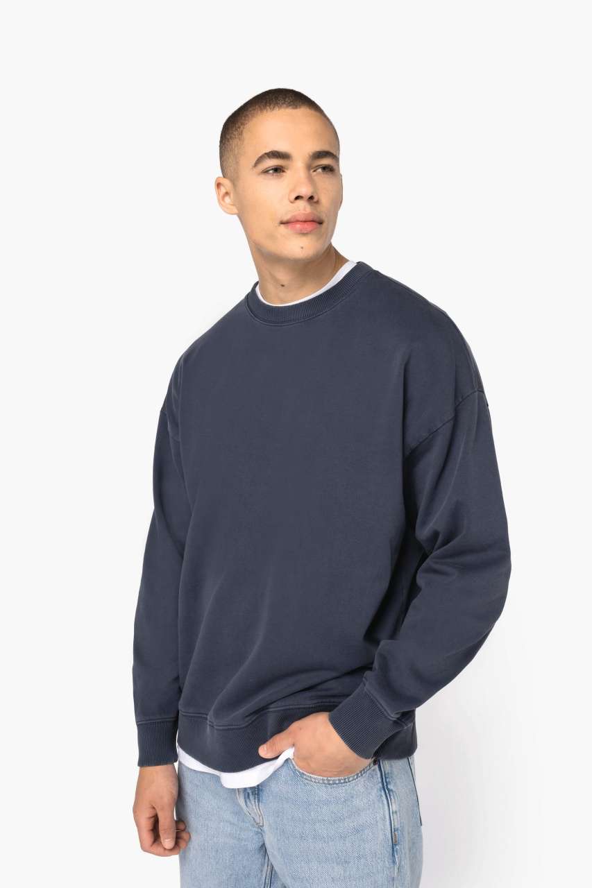 ns447 UNISEX WASHED EFFECT OVERSIZE ROUND NECK SWEATSHIRT