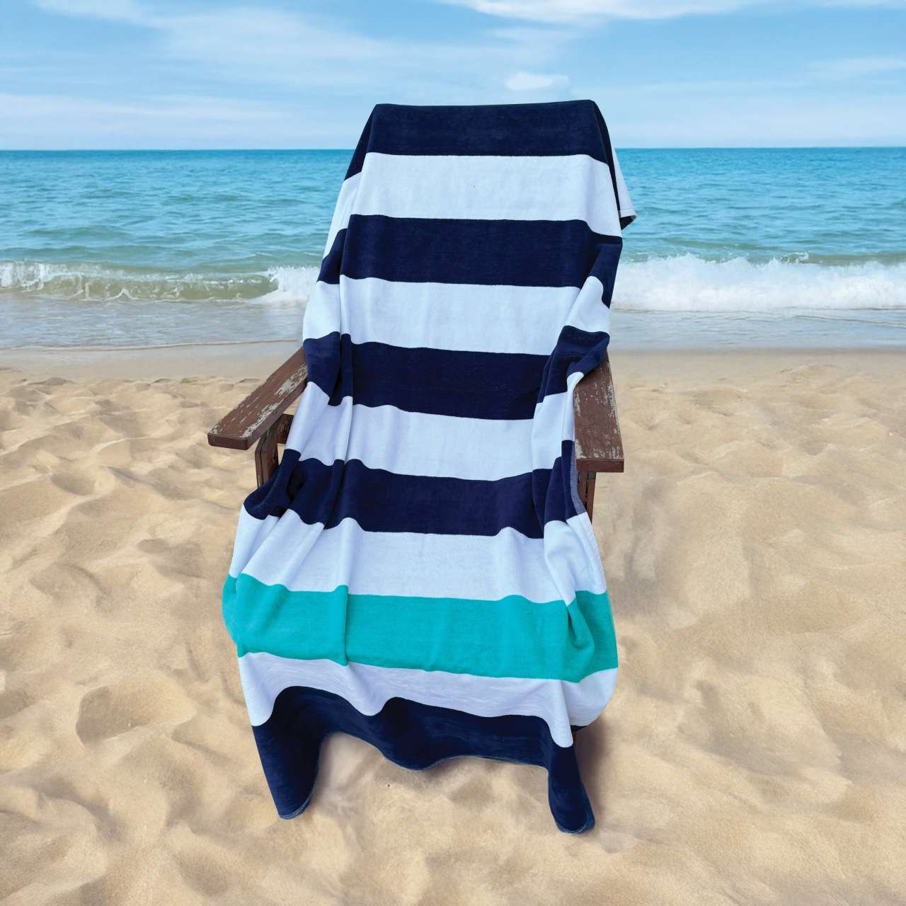 olv4040 OLIMA „NAUTICAL STRIPE” BEACH VELOUR TOWEL