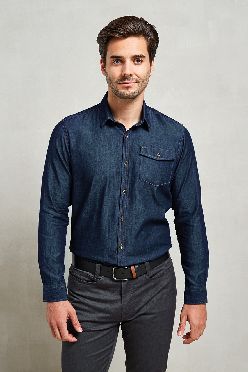 pr222 MEN’S JEANS STITCH DENIM SHIRT
