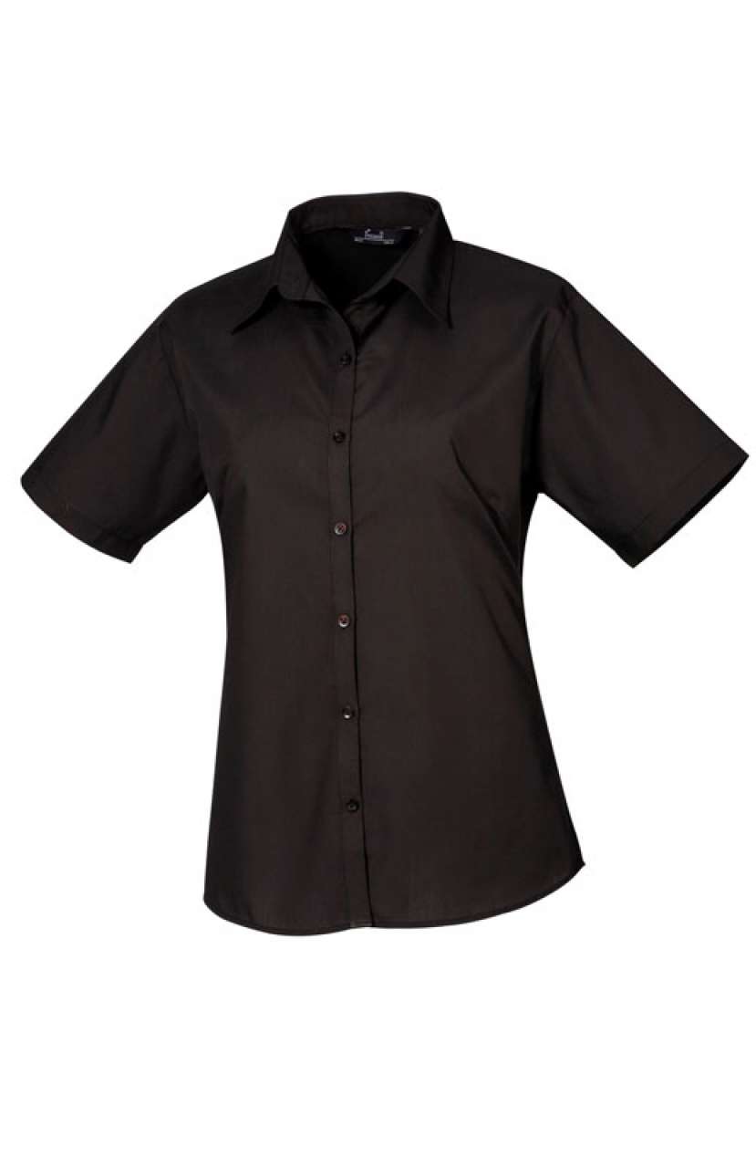 pr302 WOMEN'S SHORT SLEEVE POPLIN BLOUSE