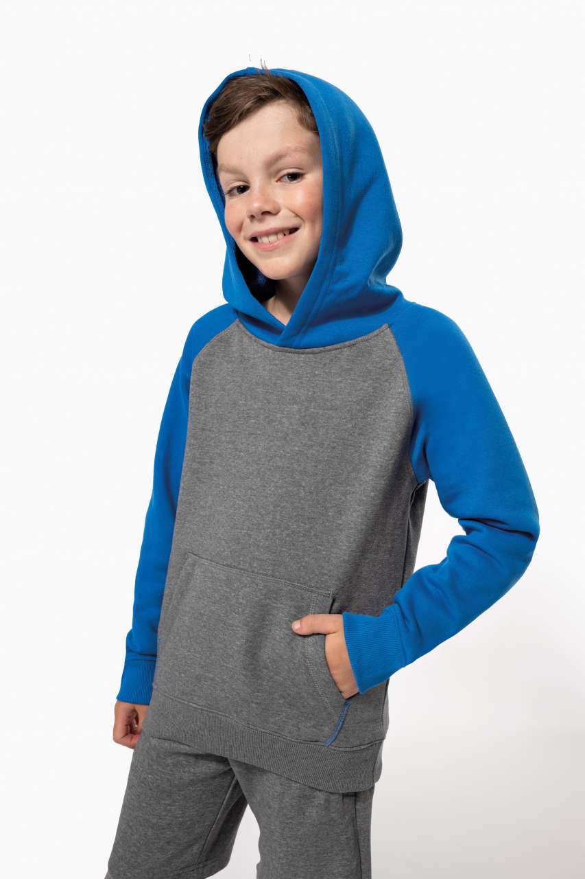 pa370 KIDS' TWO-TONE HOODED SWEATSHIRT