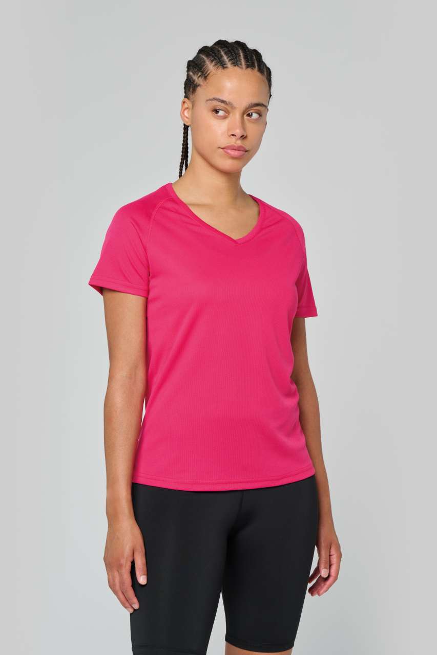 pa477 LADIES’ V-NECK SHORT SLEEVE SPORTS T-SHIRT