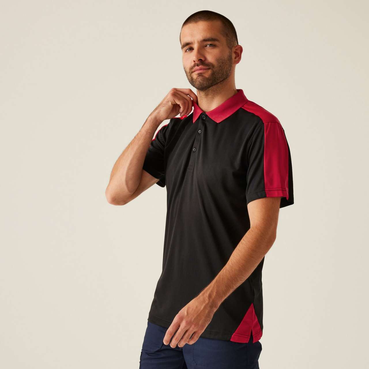 retrs174 CONTRAST QUICK WICKING POLO SHIRT